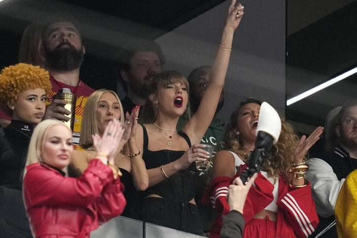 Taylor Swift attends the Super Bowl 58 in Las Vegas on Sunday.