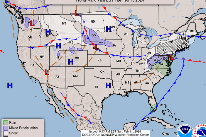 A mix of snow, rain and gusty winds is expected to blanket the Northeast between Monday and Tuesday.
