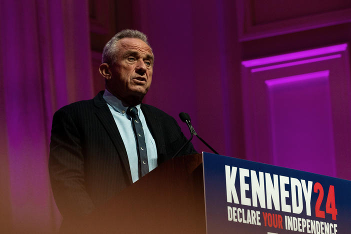 Robert F. Kennedy Jr. speaks during a rally in Grand Rapids, Michigan.