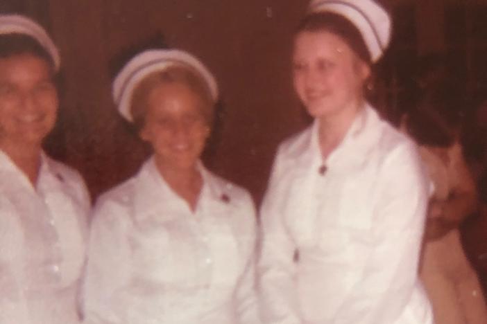 JoAnne Foley (middle) as a young nurse.