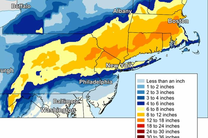 A significant winter storm from the Mid-South will transition into a strong nor'easter for the Mid-Atlantic and New England  on Monday.