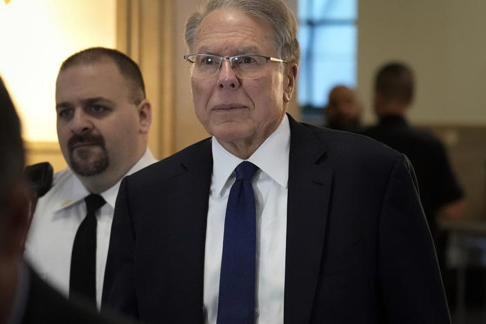 Wayne LaPierre, CEO of the National Rifle Association, arrives at court in New York, Jan. 8, 2024.