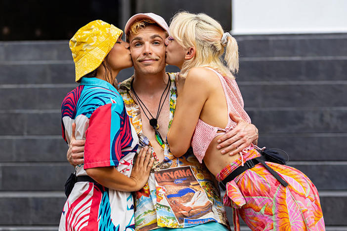 My first thought after watching two episodes of <em>Couple to Throuple </em>was: "This seems like a relationship structure perfect for people who like to attend a lot of meetings." Above, Denyse, left, Wilder, and Corey in the "Communication" episode.