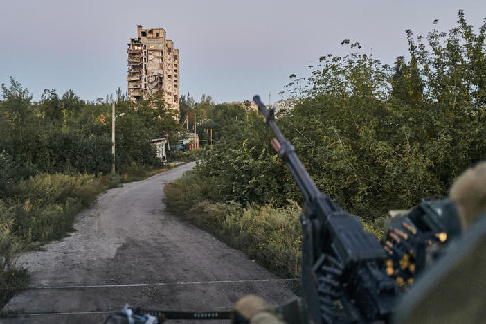 In this file photo, a Ukrainian soldier sits in his position in Avdiivka, Donetsk region, Ukraine, on Aug. 18, 2023.