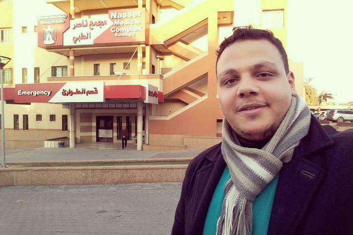 Dr. Khaled al-Serr, outside Nasser Hospital in Khan Younis, in southern Gaza.