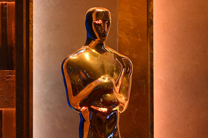 An Oscar statue at the Ray Dolby Ballroom in Los Angeles on Jan. 9, 2024.