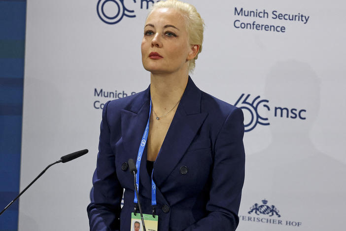Yulia Navalnaya, wife of late Russian opposition leader Alexei Navalny, attends the Munich Security Conference in Munich, Germany, on Feb. 16, on the day it was announced that Alexei Navalny had died.