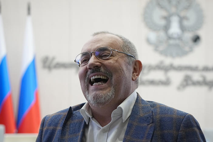 Boris Nadezhdin, a liberal Russian politician who was disqualified from the March presidential election, awaits a meeting of Russia's Central Election Commission in Moscow, Thursday, Feb. 8, 2024.
