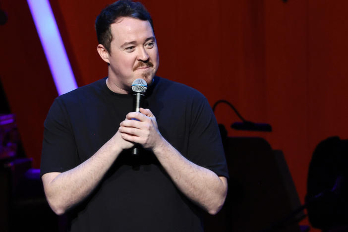 Shane Gillis returned to host <em>Saturday Night Live</em> five years after he was fired from the show.<em> </em>Above, Gillis performs at the Stand Up For Heroes Benefit in November 2023 in New York City.