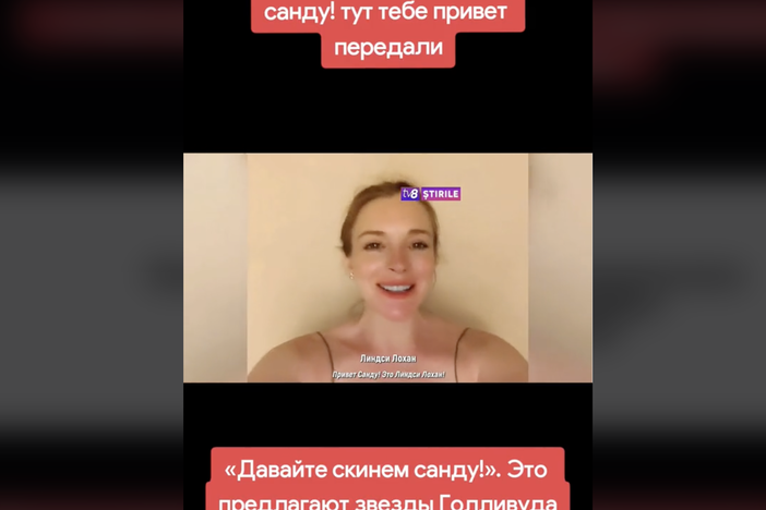 Lindsay Lohan and other celebrities were tricked into calling for the ouster of Moldova's president through videos requested on the Cameo app that were edited and posted on TikTok.