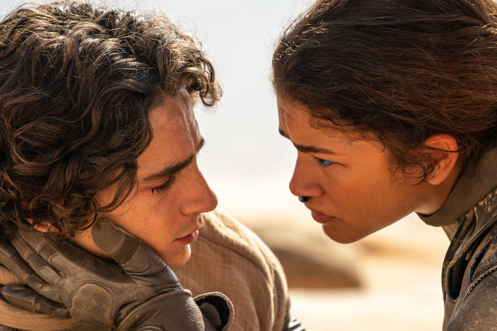 Timothée Chalamet and Zendaya in <em>Dune: Part Two</em>.