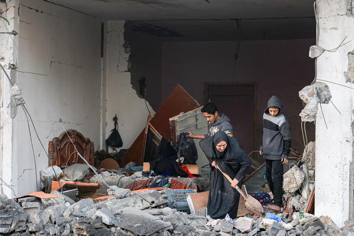 This building in Rafah, in southern Gaza, was destroyed by Israeli bombardment in December. amid continuing battles between Israel and Hamas.