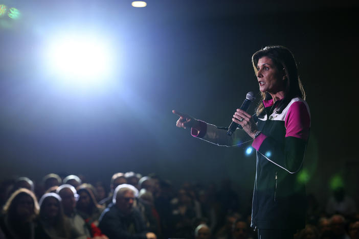 Republican presidential candidate former U.N. Ambassador Nikki Haley speaks at a campaign event on Feb. 26, in Bloomington, Minn.