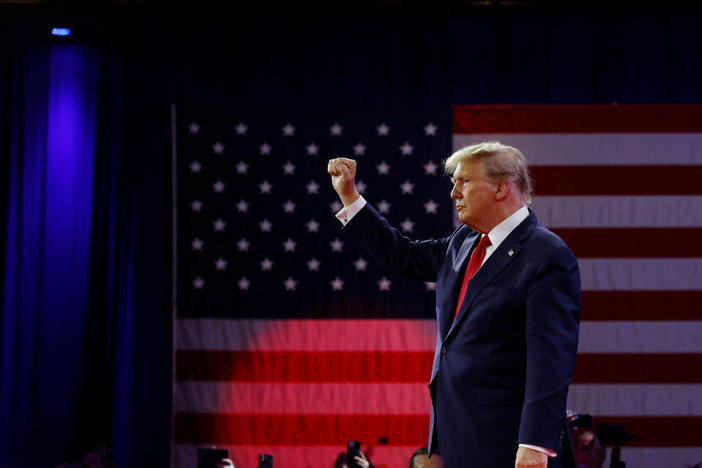 Former President Donald Trump is pictured at the Conservative Political Action Conference on Feb. 24 in National Harbor, Md. This upcoming Tuesday will be a major voting day in the Republican primary.