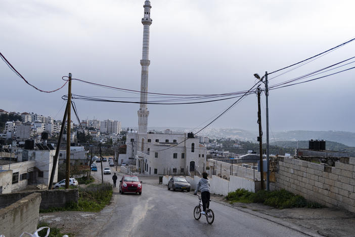 A view of the mosque known as the "Hamas mosque" in Silwad. The town is the birthplace of Khaled Mashal, a founding member of the militant group behind the Oct. 7 attack on Israel. Those who don't support Hamas — a sizable majority in the West Bank — attend other mosques in Silwad.