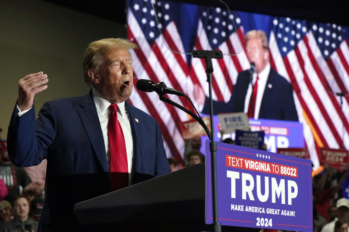 Republican presidential candidate former President Donald Trump speaks at a campaign rally Saturday, March 2, 2024, in Richmond, Va.