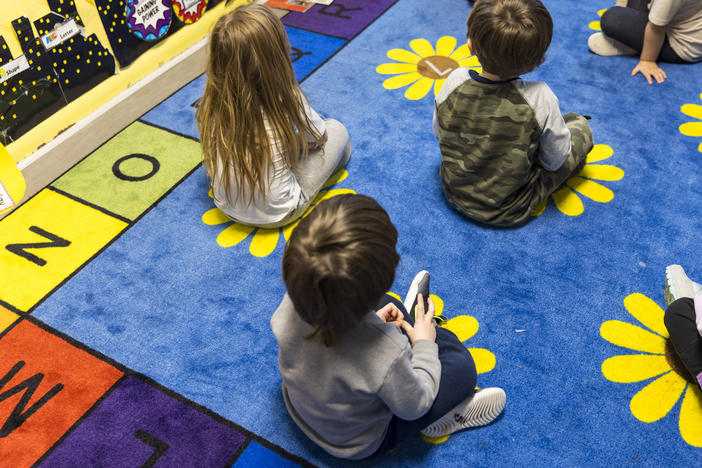 Children at a child care center in Des Moines, Iowa, in 2022.