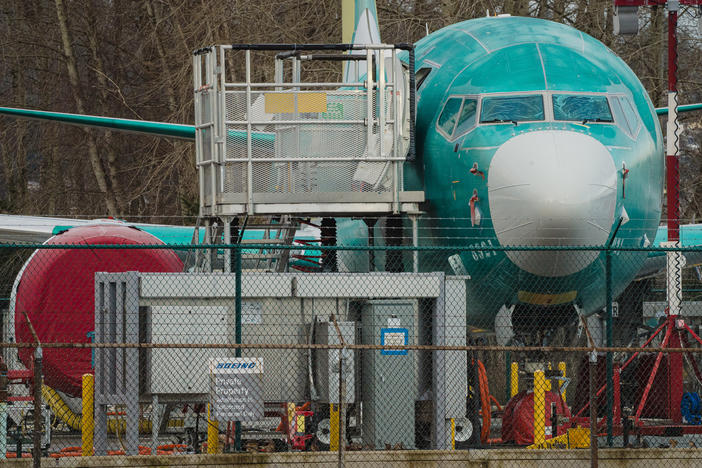 A unfinished Boeing 737 Max sits outside Boeing's manufacturing facility in Renton, Wash., on Feb. 27, 2024. The top federal safety investigator says Boeing still has not provided key information that could shed light on what went wrong when a door plug blew off an in-flight 737 Max 9 in January.