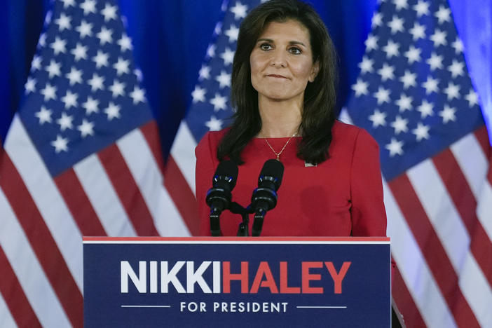 Republican presidential candidate and former U.N. Ambassador Nikki Haley speaks during a news conference on Wednesday in Charleston, S.C.