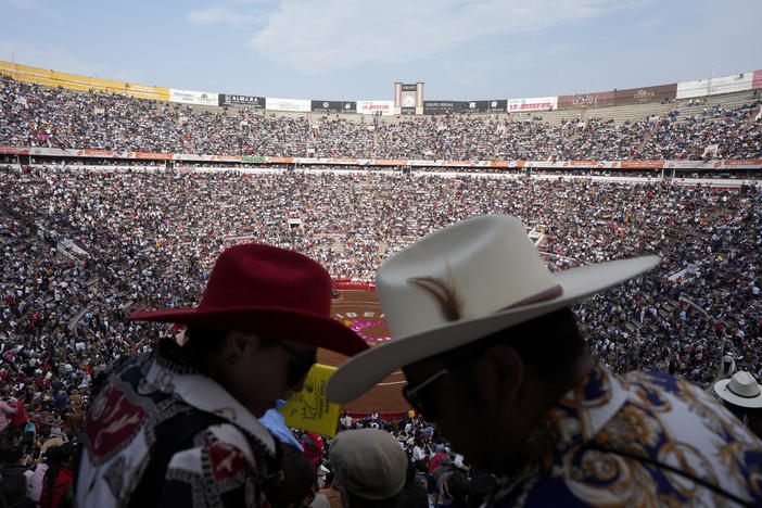 Spectators wait for the start of a bullfight at the Plaza México, in Mexico City, Jan. 28. Bullfighting returned to Mexico City after the Supreme Court of Justice overturned a 2022 ban that prevented these events from taking place in the capital.