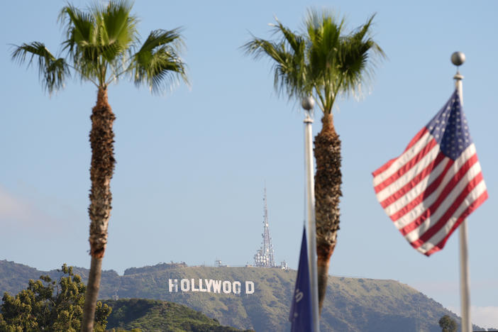 The Hollywood sign is pictured on March 6 near the Dolby Theatre, the site of Sunday's 96th Academy Awards in Los Angeles.