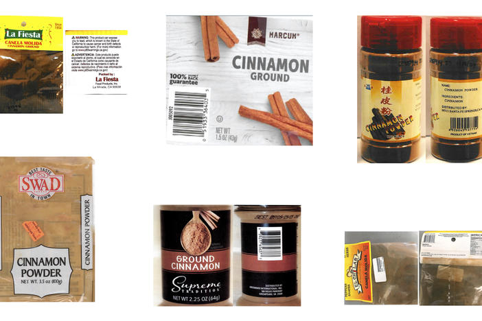This combination of photos provided by the Food and Drug Administration on Wednesday shows cinnamon products sold in U.S. discount stores which contain elevated levels of lead.
