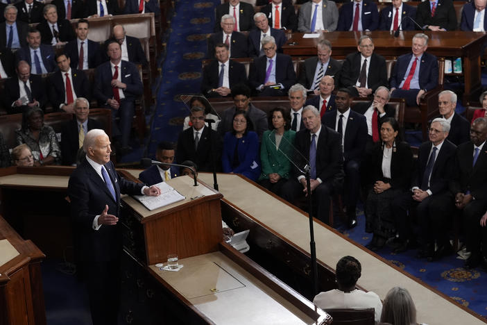 President Biden delivers his State of the Union address to a joint session of Congress at the Capitol in Washington, D.C., on Thursday.