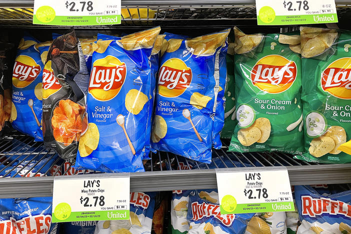 Lay's potato chips are on sale at a California grocery store in February 2023.
