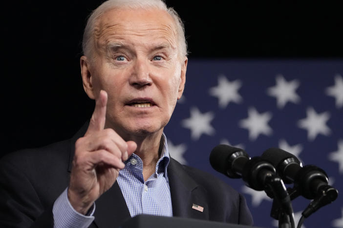 President Joe Biden speaks at a campaign rally Saturday, March 9, 2024, at Pullman Yards in Atlanta.