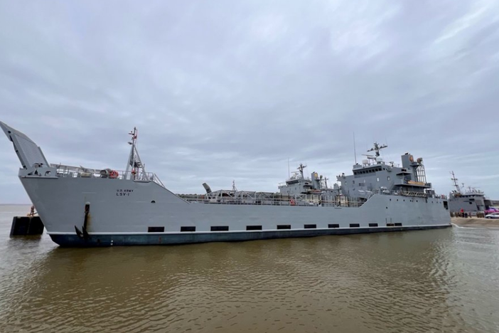 The U.S. Army Vessel General Frank S. Besson has departed Joint Base Langley-Eustis on its way to the eastern Mediterranean to help build a temporary aid port in Gaza, the U.S. military said.