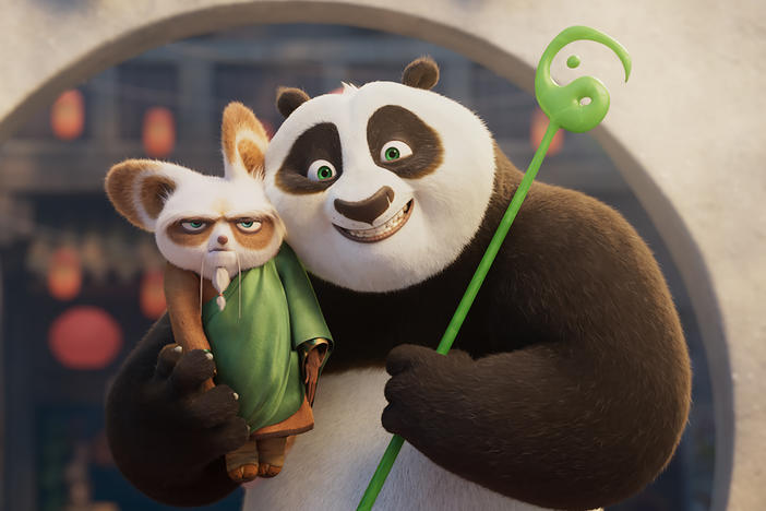 Shifu voiced by Dustin Hoffman and Po voiced by Jack Black return in DreamWorks Animation's <em>Kung Fu Panda 4.</em>