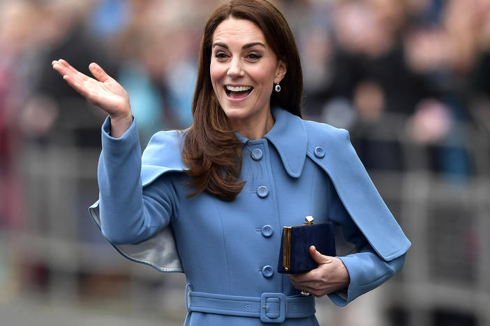 The Duchess of Cambridge walks around Ballymena, Northern Ireland on February 28, 2019. She has recently disappeared from the public eye after having abdominal surgery.