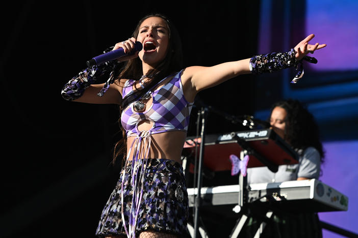 Olivia Rodrigo performs at the Glastonbury Festival at Worthy Farm, Pilton, on June 25, 2022, in Glastonbury, England.