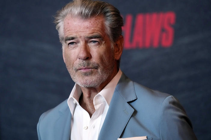 Pierce Brosnan, a cast member in "The Out-Laws," poses at a screening of the film, on June 26, 2023, in Los Angeles. Brosnan pleaded guilty Thursday to stepping out of bounds in a thermal area during a November 2023 visit to Yellowstone National Park.