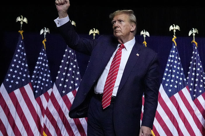 Republican presidential candidate and former President Donald Trump speaks Saturday in Rome, Ga.