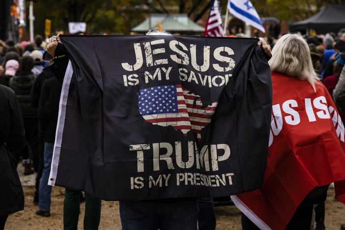 Worshippers attend a concert by evangelical musician Sean Feucht on the National Mall on Oct. 25, 2020, in Washington, D.C.