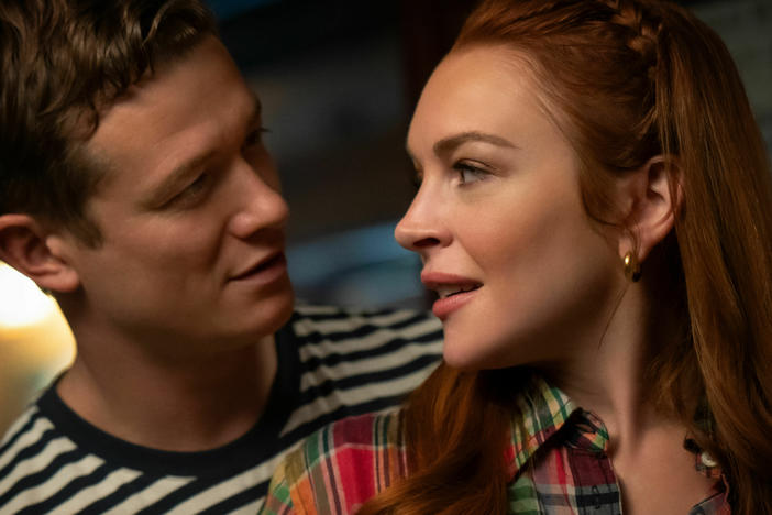 Ed Speleers and Lindsay Lohan in <em>Irish Wish</em>.