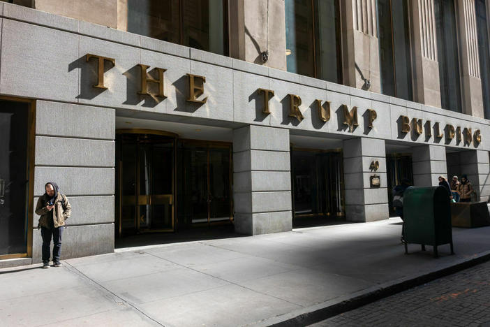 Forty Wall Street, a Trump-owned building, stands in downtown Manhattan. Former President Trump says he can't secure a bond to appeal the $454 million penalty in his civil fraud case. But New York Attorney General Letitia James says she is prepared to seize the former president's assets, including the building at 40 Wall Street, if he is unable to pay.