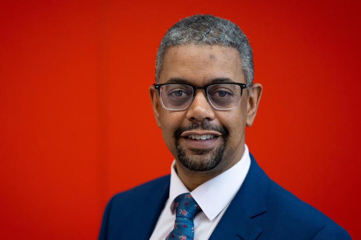 Vaughan Gething poses for a portrait at the Cardiff University Spark building on March 16, in Cardiff, Wales. He has taken the Welsh government's leadership post as first minister.