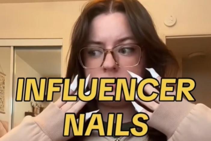 Some TikTok creators have embraced the de-influencer movement, like Diana Wiebe, seen in a screenshot here, who goes by the TikTok handle @depressiondotgov and critiques social media influencing.