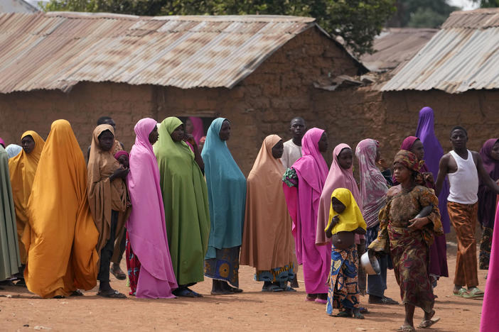 Parents wait for news about the kidnapped LEA Primary and Secondary School Kuriga students in Kuriga, Kaduna, Nigeria, on March 9, 2024. Nearly 300 schoolchildren abducted from their school in northwest Nigeria's Kaduna state have been released, the state governor said Sunday, March 24, more than two weeks after the children were seized from their school.