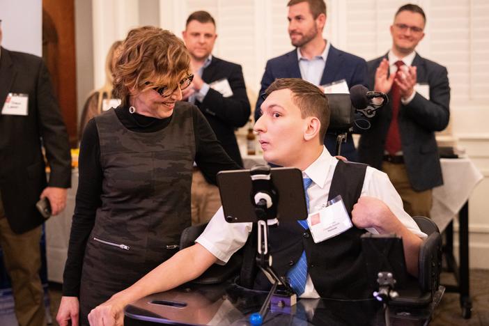 J.J. Holmes was recognized this year among the News Service of Florida's 40 under 40 for his advocacy work for people with disabilities. The News Service's Dara Kam hosted the ceremony.