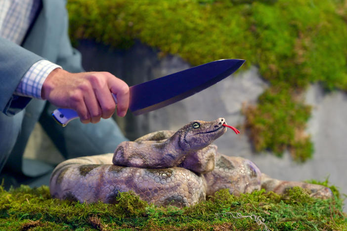 A snake (cake?) from the third season of <em>Is It Cake?</em>