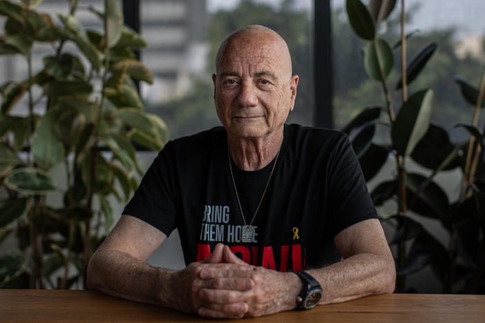 Luis Har, who was taken hostage during the October 7 Hamas attacks and freed by an Israeli special forces operation in February, sits for a portrait in Tel Aviv, Israel, on March 27, 2024.