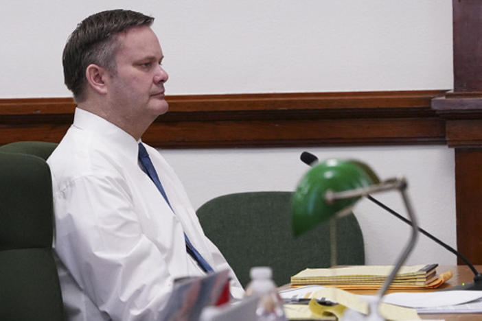 Chad Daybell listens during a court hearing in 2022. His trial on murder, conspiracy and fraud charges began on Monday, with jury selection in Boise, Idaho.