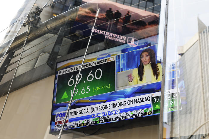 Stock in the parent company of Donald Trump's social media company fizzled on Monday, reversing last week's big gains.