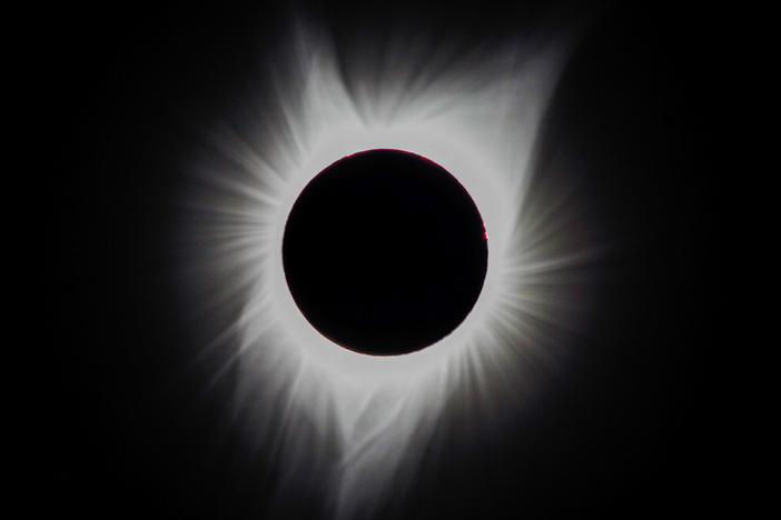 The moment of totality during a solar eclipse in Glendo, Wyo., on Aug. 21, 2017.