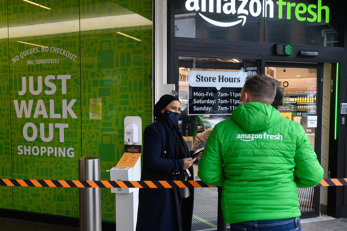 The first Amazon Fresh grocery store in London opened in 2021. The company is replacing its "Just Walk Out" technology at U.S. stores with smart shopping carts, but leaving it in the U.K.