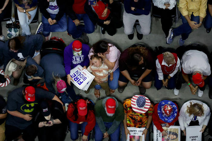 Supporters of former President Donald Trump attend a campaign rally at the Forum River Center March 9 in Rome, Ga.