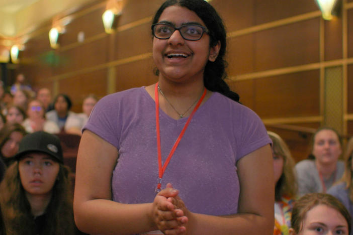 Nisha Murali in the Apple TV+ documentary film <em>Girls State</em>.